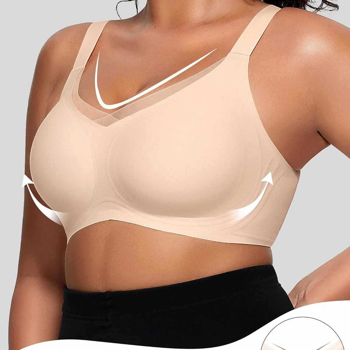 FREEDOMBEAUTY |OEAK Womens Wireless Bras V Mesh Comfortable Bralette Suppor