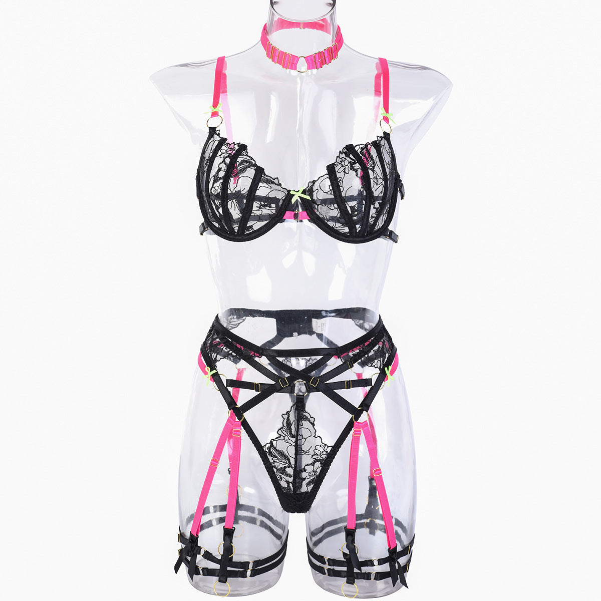 FREEDOMBEAUTY | 6-piece set of European and American foreign trade fun, autumn multi-color matching cute flowers with neck underwear