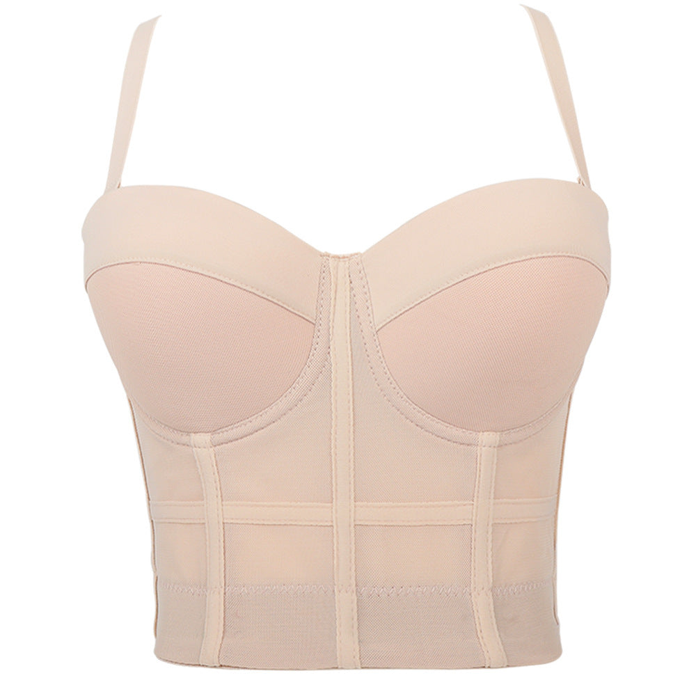 freedombeauty｜Elastic mesh underwear outer wear body sculpting yoga dance bra with chest pad Kaka beauty back sling vest DB594