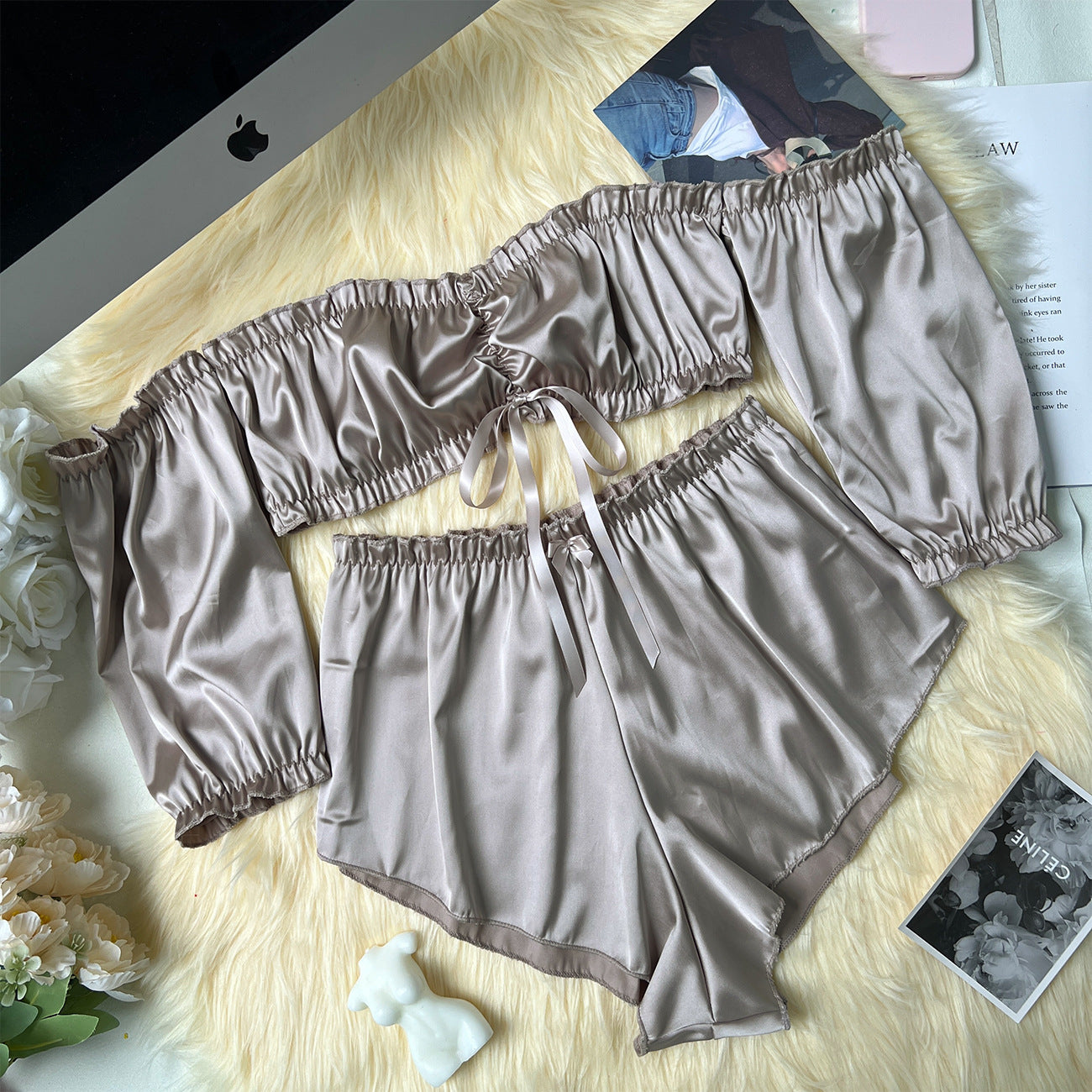 freedombeauty|Sexy tube top pajamas fashion casual loungewear shorts set