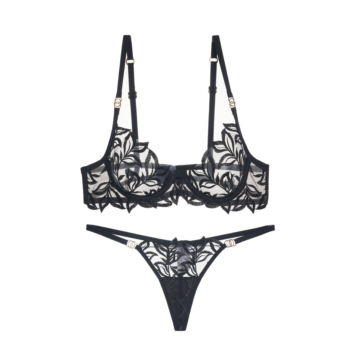 FREEDOMBEAUTY | Cross-border classic embroidered bras and underwear two sets women's underwear fishbone foreign trade special for Bra ultra-thin bras