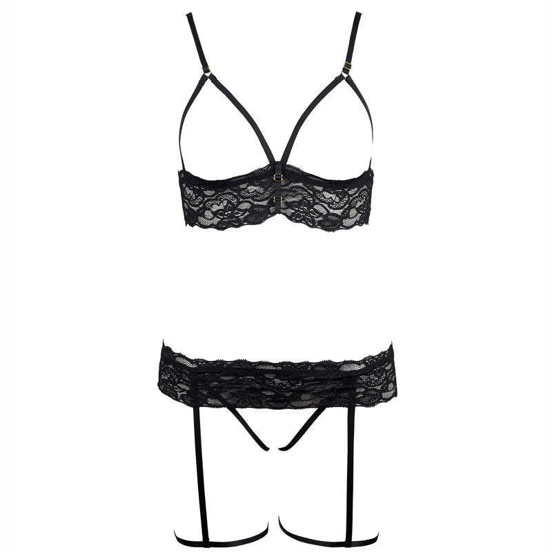 FREEDOMBEAUTY | FQ2706 erotic lingerie lace milk sexy pajamas open free panties thong set with leg rings