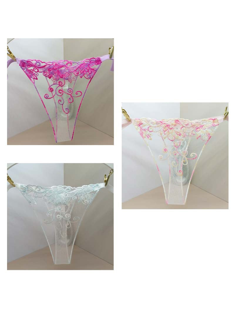 FREEDOMBEAUTY | Embroidery Sexy Transparent Women's Thong Perspective European and American Seduction Panties Cross-border Mesh Embroidery