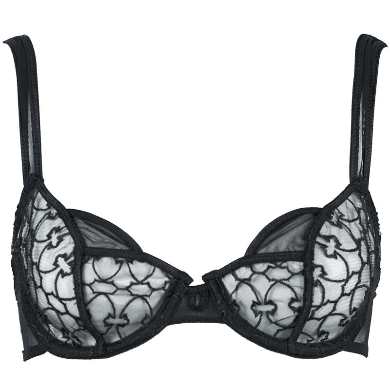 Freedombeauty | FQ2838 FQ2839 FQ1026 black embroidered steel rim thin cup cotton cup bra briefs low waist sexy