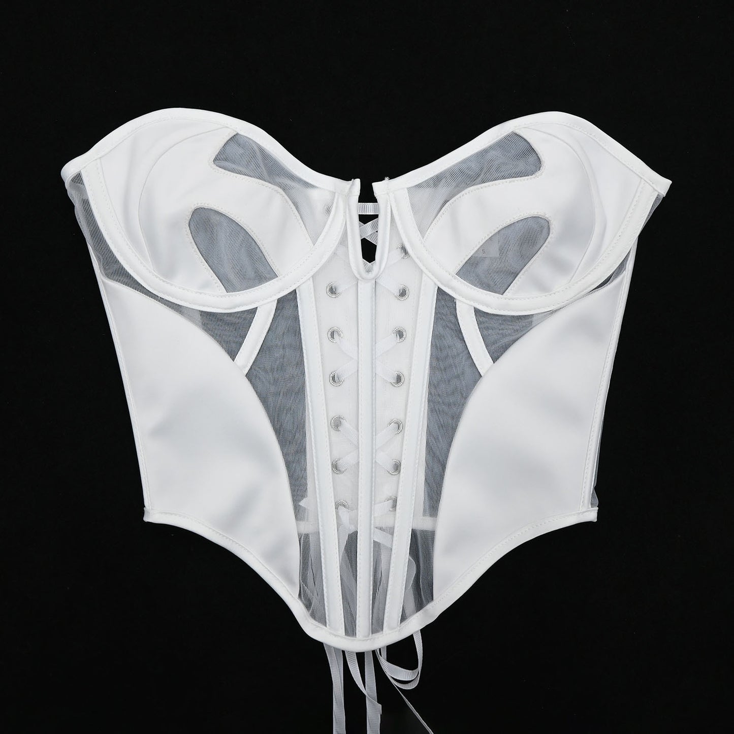 FREEDOMBEAUTY | 7033 Mesh Wedding Dress Satin 2025 New Sexy Spice Girl Back Strap Steel Bone Sculpting Girdle Belly Corset