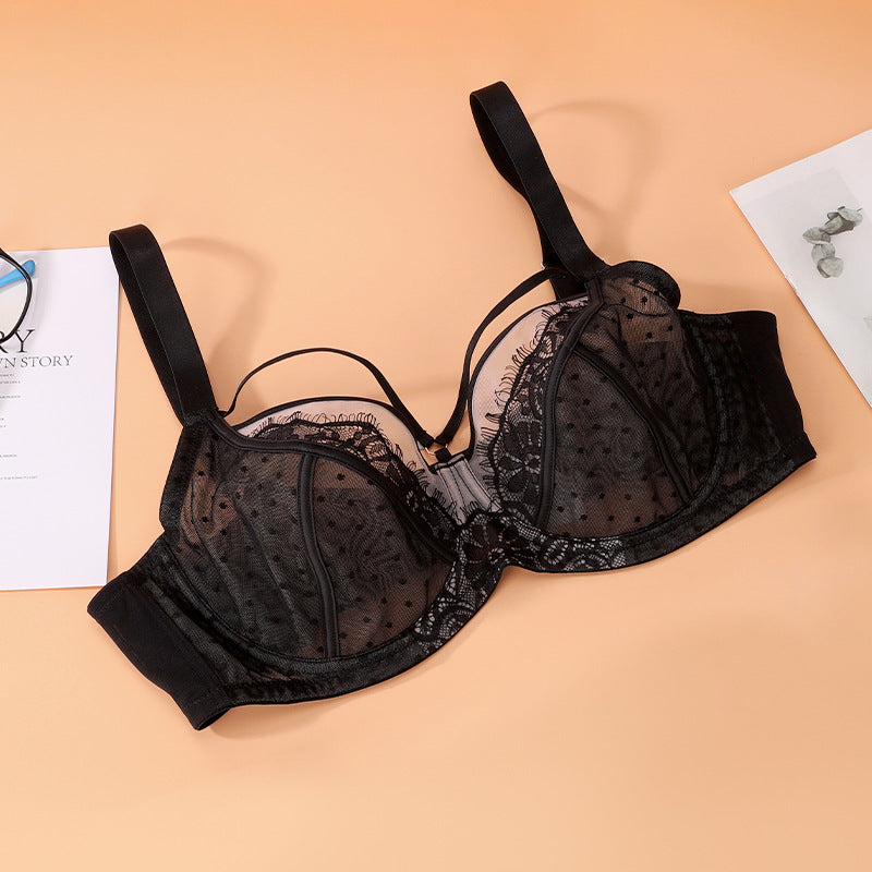 Freedombeauty | Foreign trade lace large size bra large chest small lace bra large cup bra thin underwear fat mm women