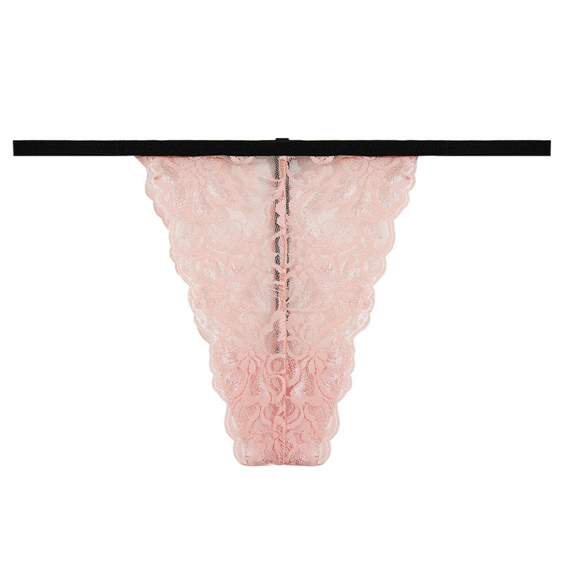 FREEDOMBEAUTY | Amazon hot-selling sexy thong women, one thread thin strap seamless t pants lace mesh sati flower panties