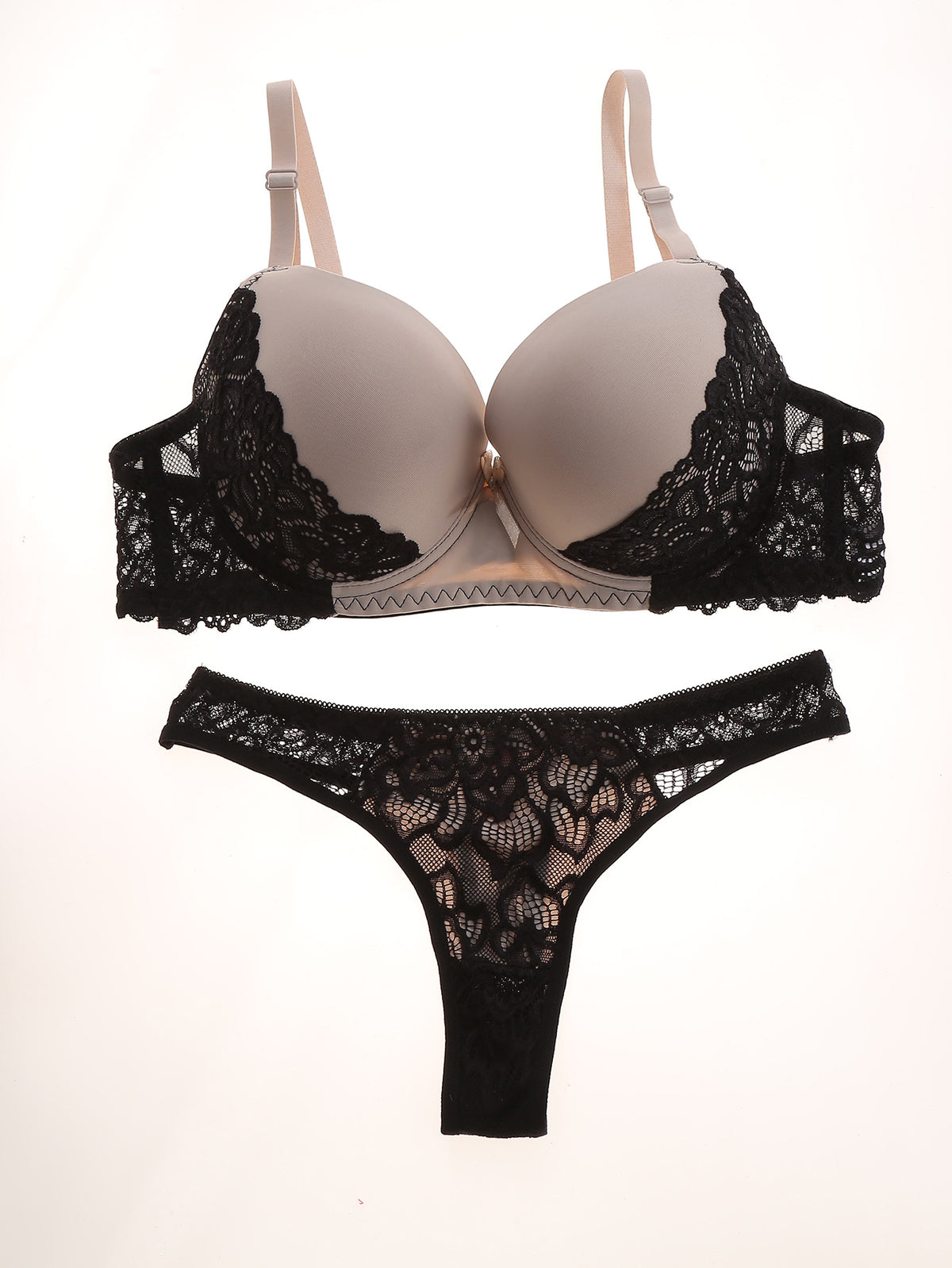 FREEDOMBEAUTY | Women's lace sexy comfortable underwear hollow bra panty set bra European and American style light and thin strapless