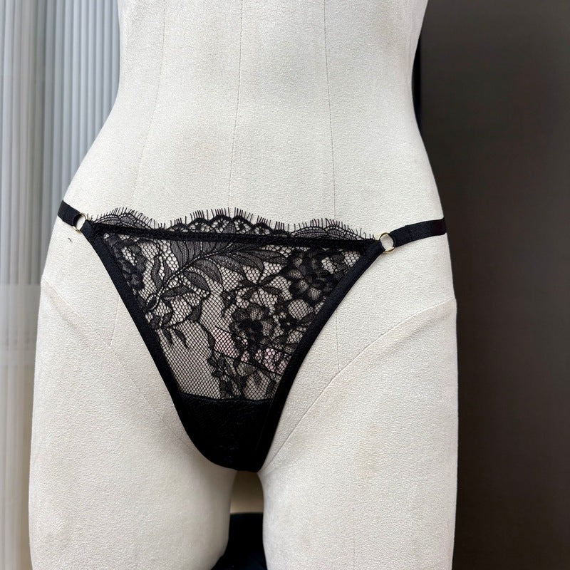 FREEDOMBEAUTY | FQ2868 European and American sex underwear hollow eyelash lace mesh see-through nightdress sexy black women's loungewear