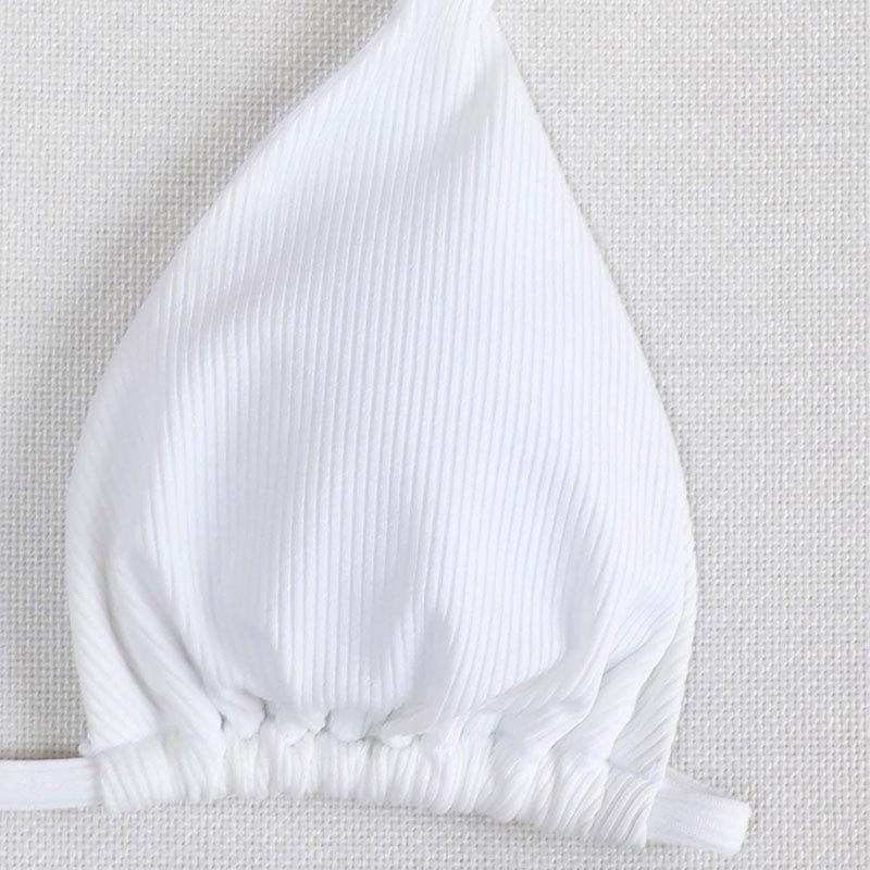 FREEDOMBEAUTY | 2025 new European and American sexy solid color split bikini women's summer swimsuit neck swimsuit