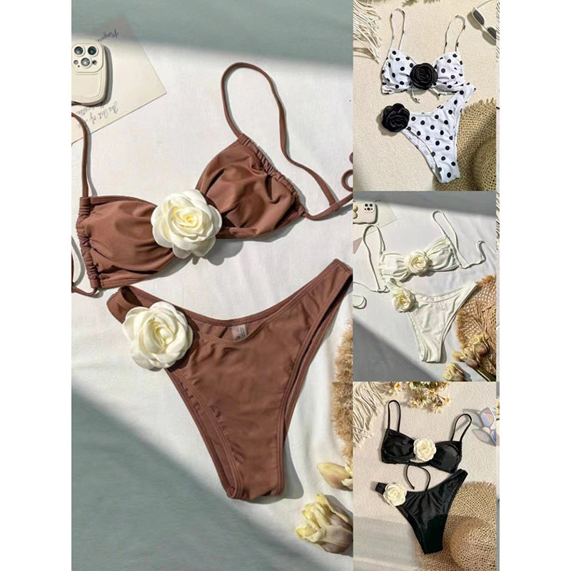 FREEDOMBEAUTY | 2025 new European and American fashion three-dimensional flower sexy bikini swimsuit women's vacation beach bikini swimsuit