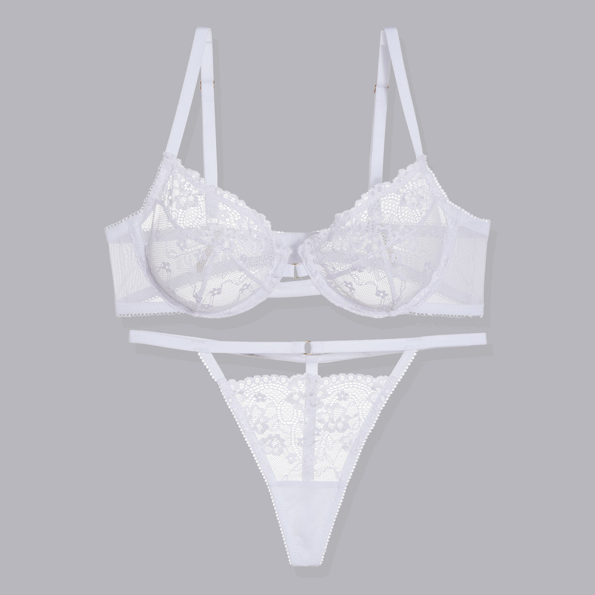 FREEDOMBEAUTY | French women's bra thong set, new hollowed-out perspective black and white lace sexy underwear women