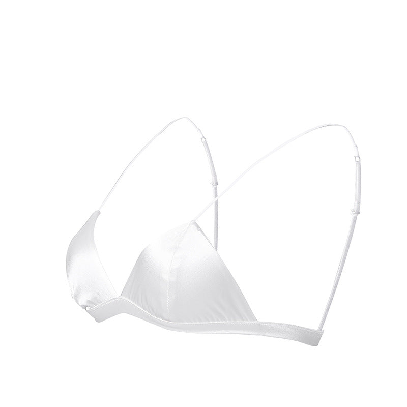 FREEDOMBEAUTY | No steel rim mulberry silk French silk underwear women's seamless triangle cup bra girls underwear wholesale