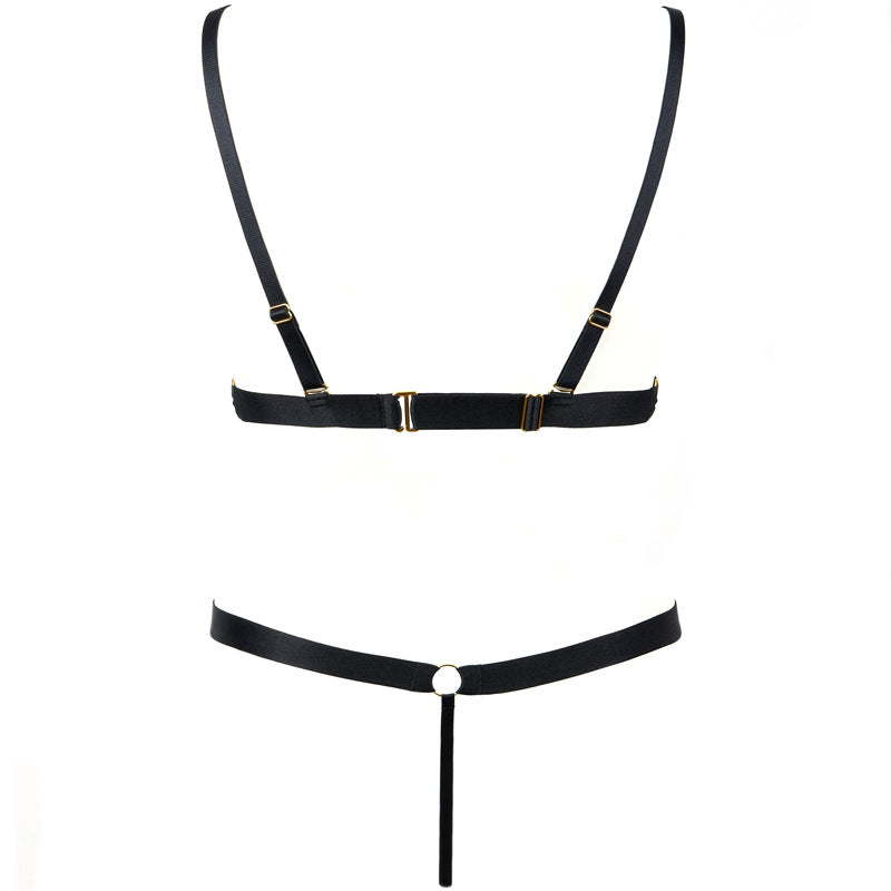Freedombeauty | FQ2788 Steelless Triangle Cup Ultra-thin Gold Silk Eyelashes Lace Neck Drill Low Waist T Pants Women's High Quality Underwear