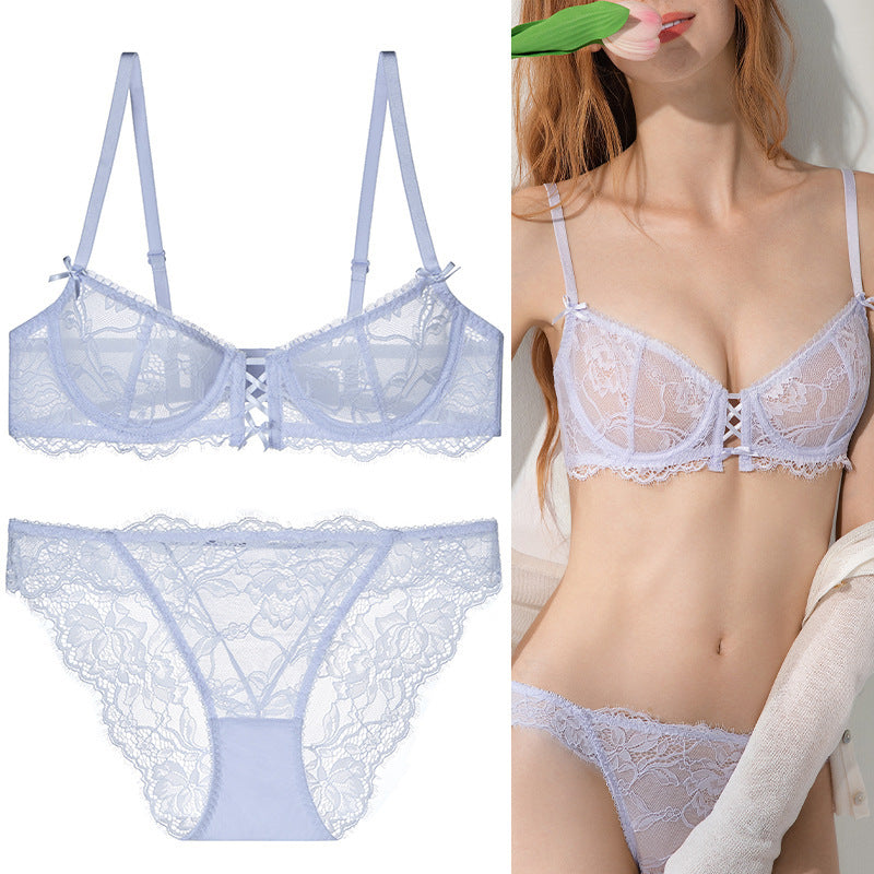 FREEDOMBEAUTY | Sexy Lace Underwear French Slim Big Breast Small Bra Anti-Sagging Bra Set Sexy Bra Sets