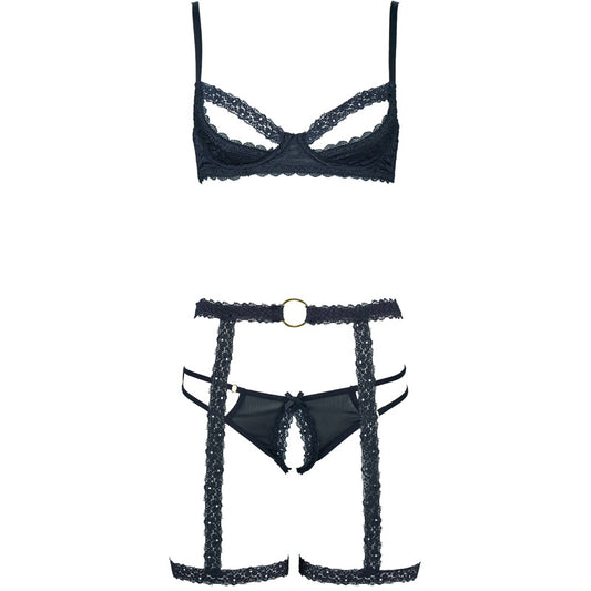 FREEDOMBEAUTY | FQ2823M203 sponge steel tray lace edge breast bra low waist open gear hip seduction T pants women's garter belt