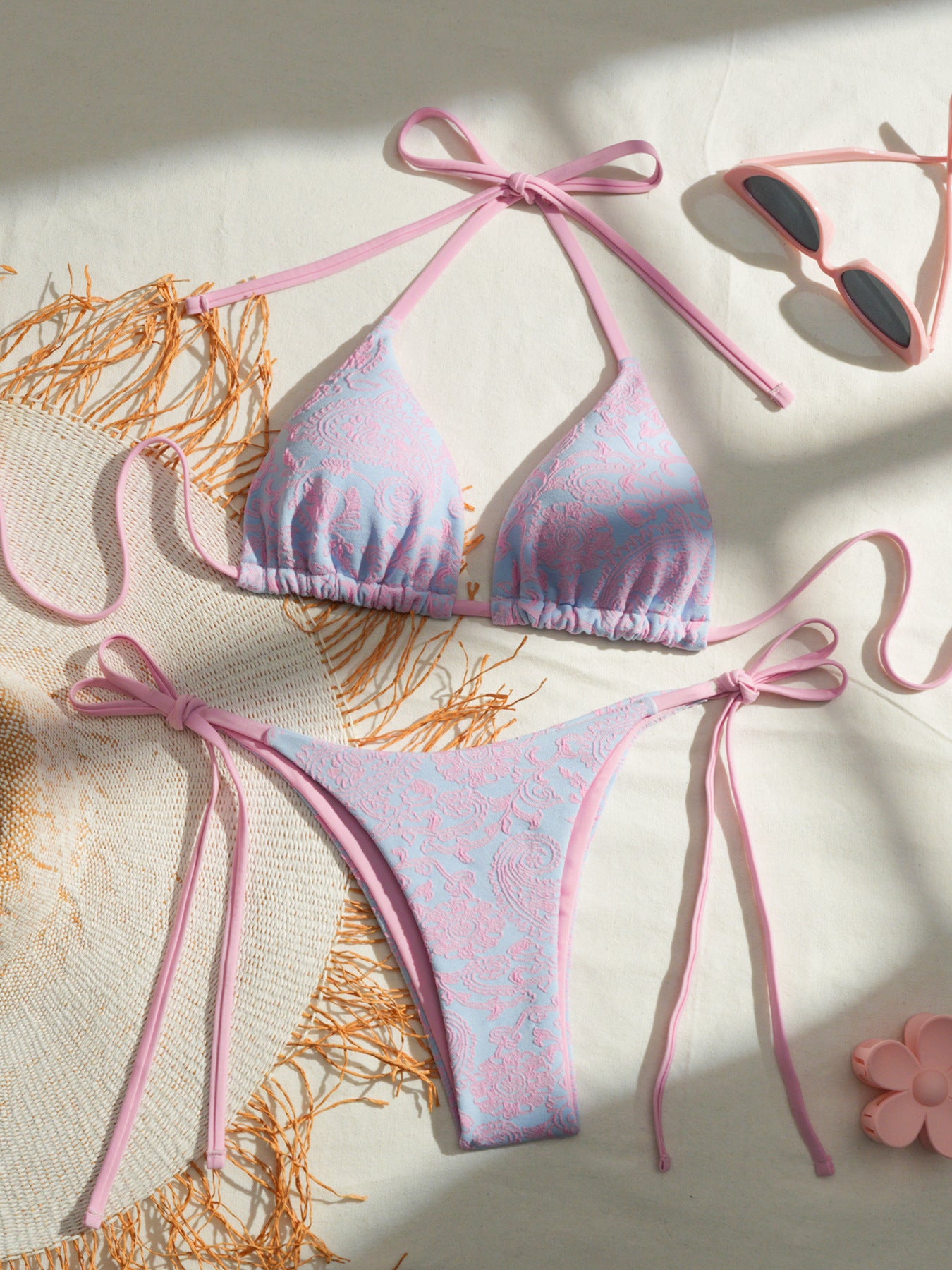 FREEDOMBEAUTY | Double fabric bikini special fabric lace-up swimsuit women's swimwear factory direct sales wholesale