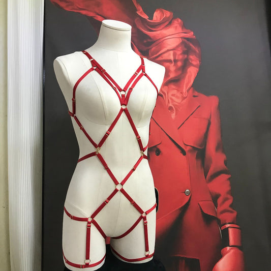 FREEDOMBEAUT | FQ2858 European and American bundled wiring harness rope clothes sexy one-piece open underwear hollow sexy inner strap SM