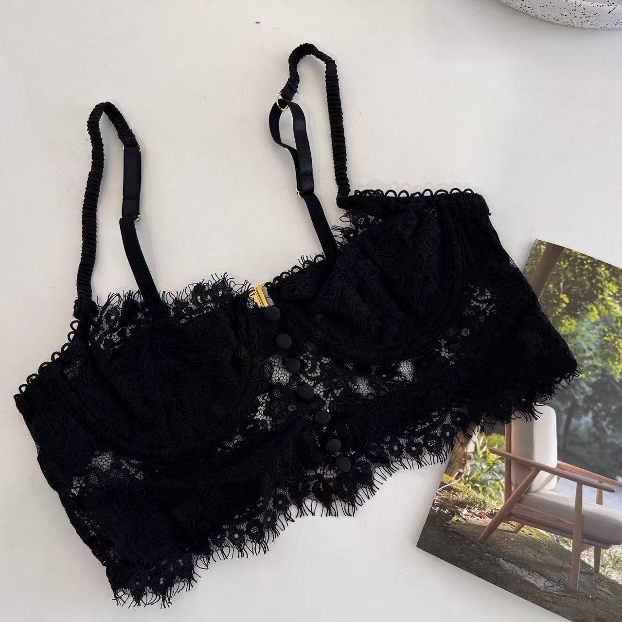 FREEDOMBEAUTY | Special FQ2672 sexy lace brocade cotton French bra underwear European and American steel ring worship foreign trade vest bra