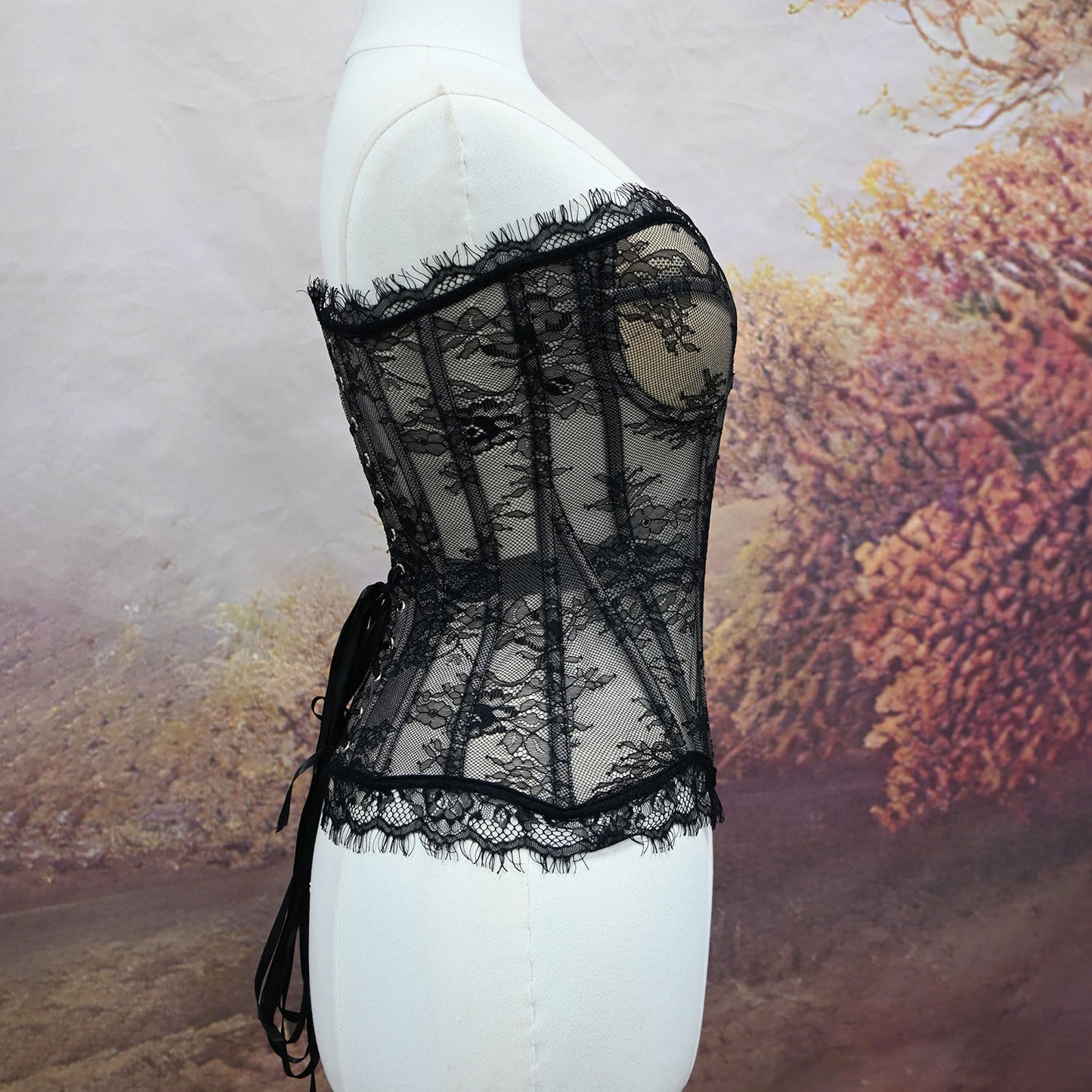 FREEDOMBEAUTY | 7020 New Foreign Trade Big Peony Lace Lace Fashion Versatile Steel Bone Corset Belly Corset
