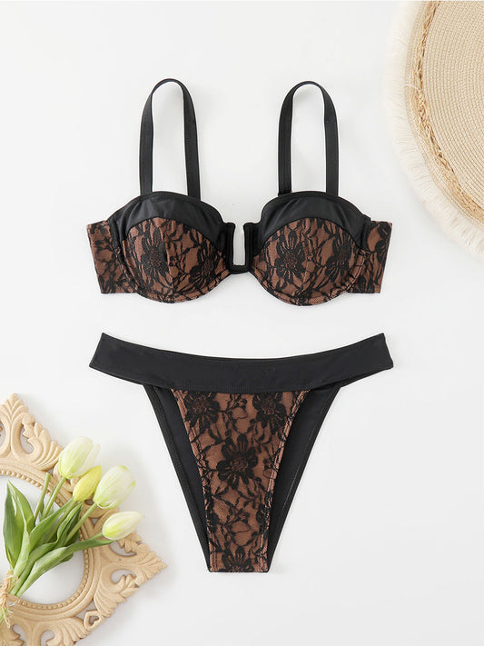 FREEDOMBEAUTY | Lace split swimsuit women's 2025 new Amazon sexy fashion hot swimsuit