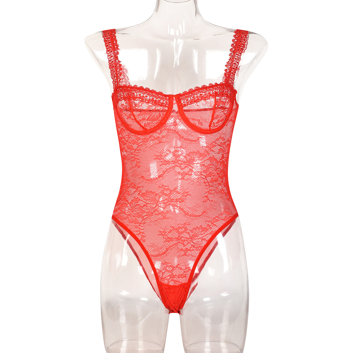 FREEDOMBEAUTY | Hot-selling lingerie one-piece women's summer new European and American lace flower comfortable close-fitting one-piece 3033