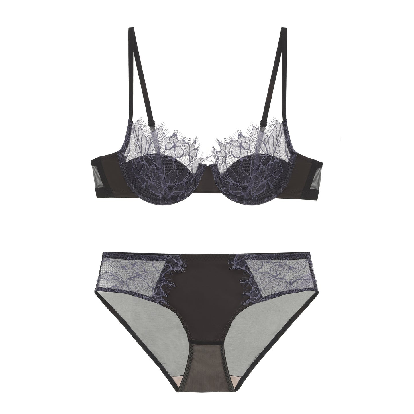 Freedombeauty | New French lace underwear girl eyelash edge sexy thin cotton cup soft steel ring pure desire bra bra set