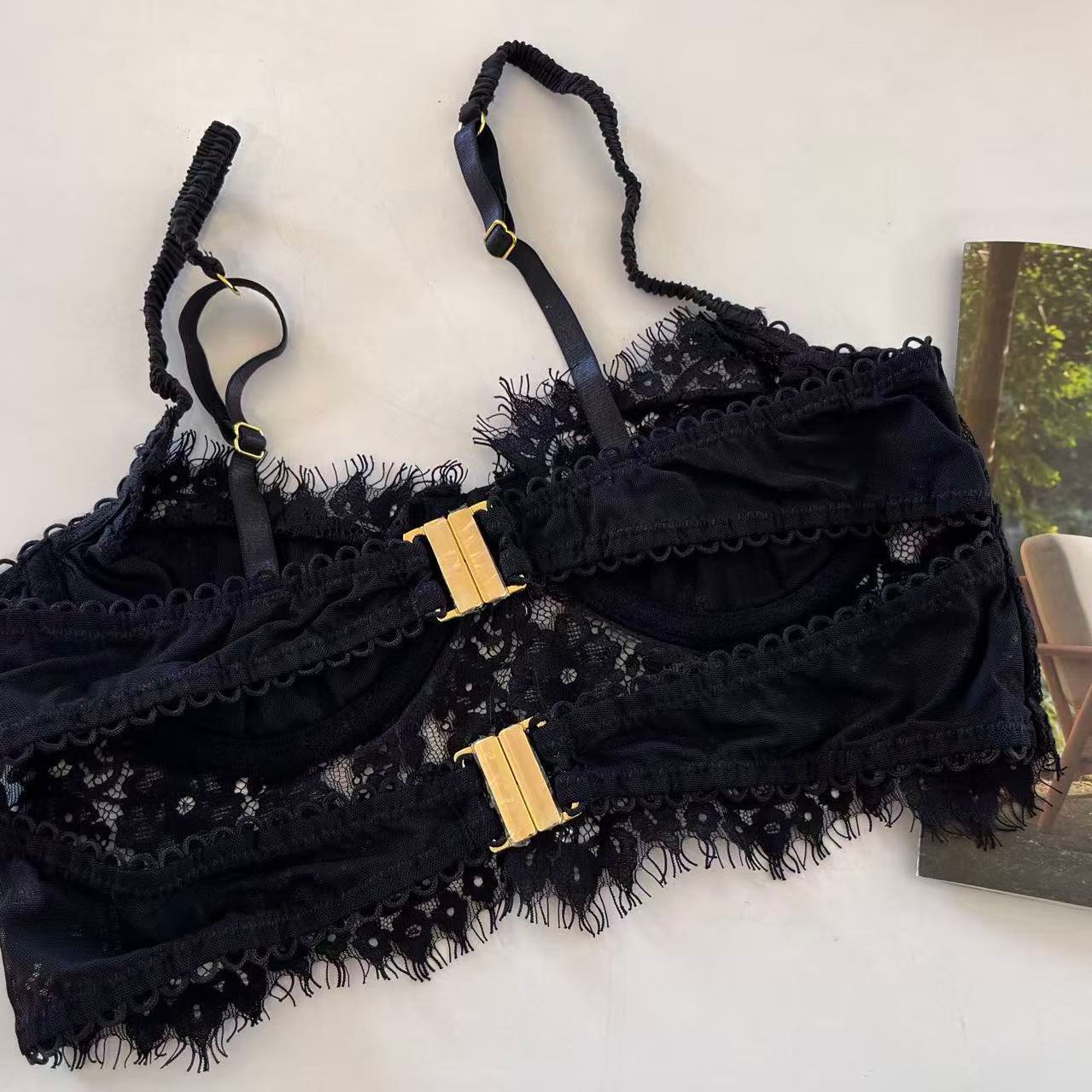 FREEDOMBEAUTY | Special FQ2672 sexy lace brocade cotton French bra underwear European and American steel ring worship foreign trade vest bra