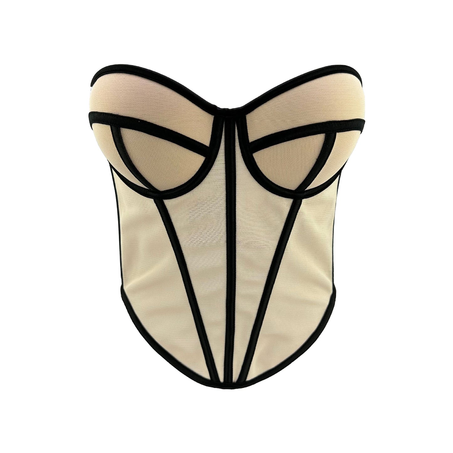 FREEDOMBEAUTY | European and American style hot-selling new mesh small vest sling retro slim and breathable temperament fishbone breast cup top women