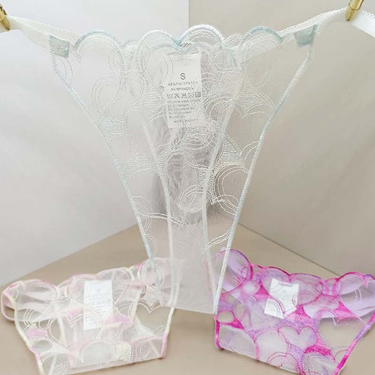 FREEDOMBEAUTY | Three-piece perspective mesh embroidery sexy lace sex thong panties love wrap embroidery cross-border