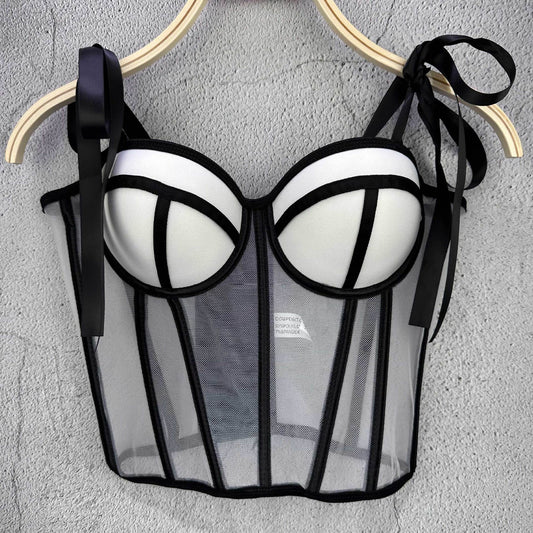 FREEDOMBEAUTY | French sweet babes wear straps, tube top, sling vest for women inside and outside, sexy fishbone waist top