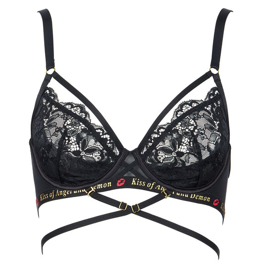 FREEDOMBEAUTY | FQ2810 lace steel ring light gathering French bra thin strap neck removable mesh European and American underwear women