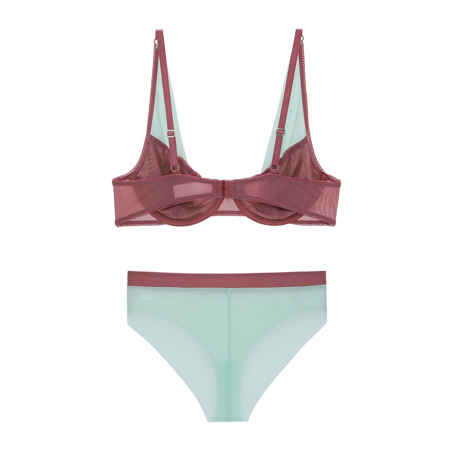 FREEDOMBEAUTY | Boutique comfortable and breathable gathering pure desire color matching sexy bra underwear 2-piece set, sexy underwear women's suit thin