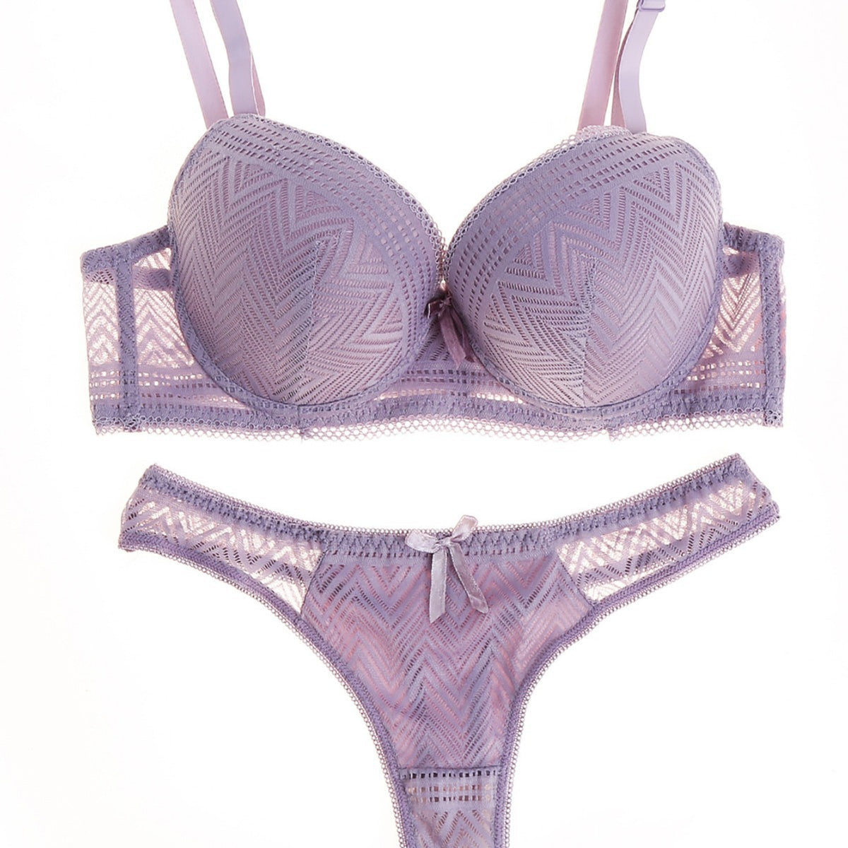 FREEDOMBEAUTY | Women's Lace Bra Set Cross-border Underwear Panties No Steel Rim Show Large Chest Gathering Chest Pad with Thin Anti-Sagging