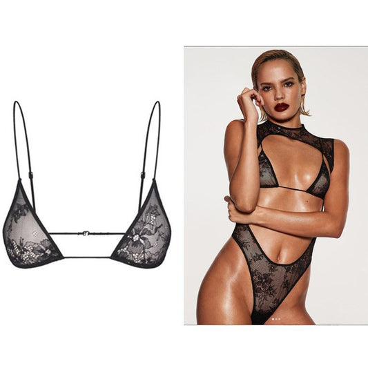 FREEDOMBEAUTY | FQ2967 SKIMS Kardashian stretch lace sexy triangle cup with stylish strap adjustment pure lust hottie