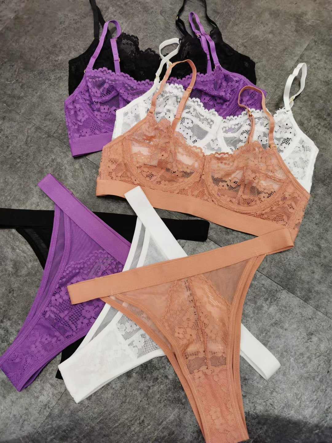 FREEDOMBEAUTY | Bra ultra-thin lace underwear sexy seduction rimless triangle cup thong bra sexy lace underwear