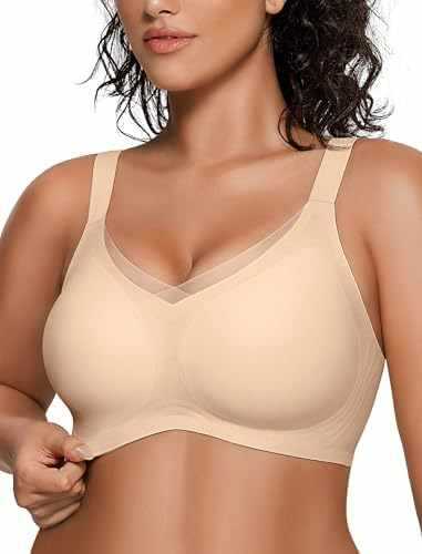 FREEDOMBEAUTY |OEAK Womens Wireless Bras V Mesh Comfortable Bralette Suppor