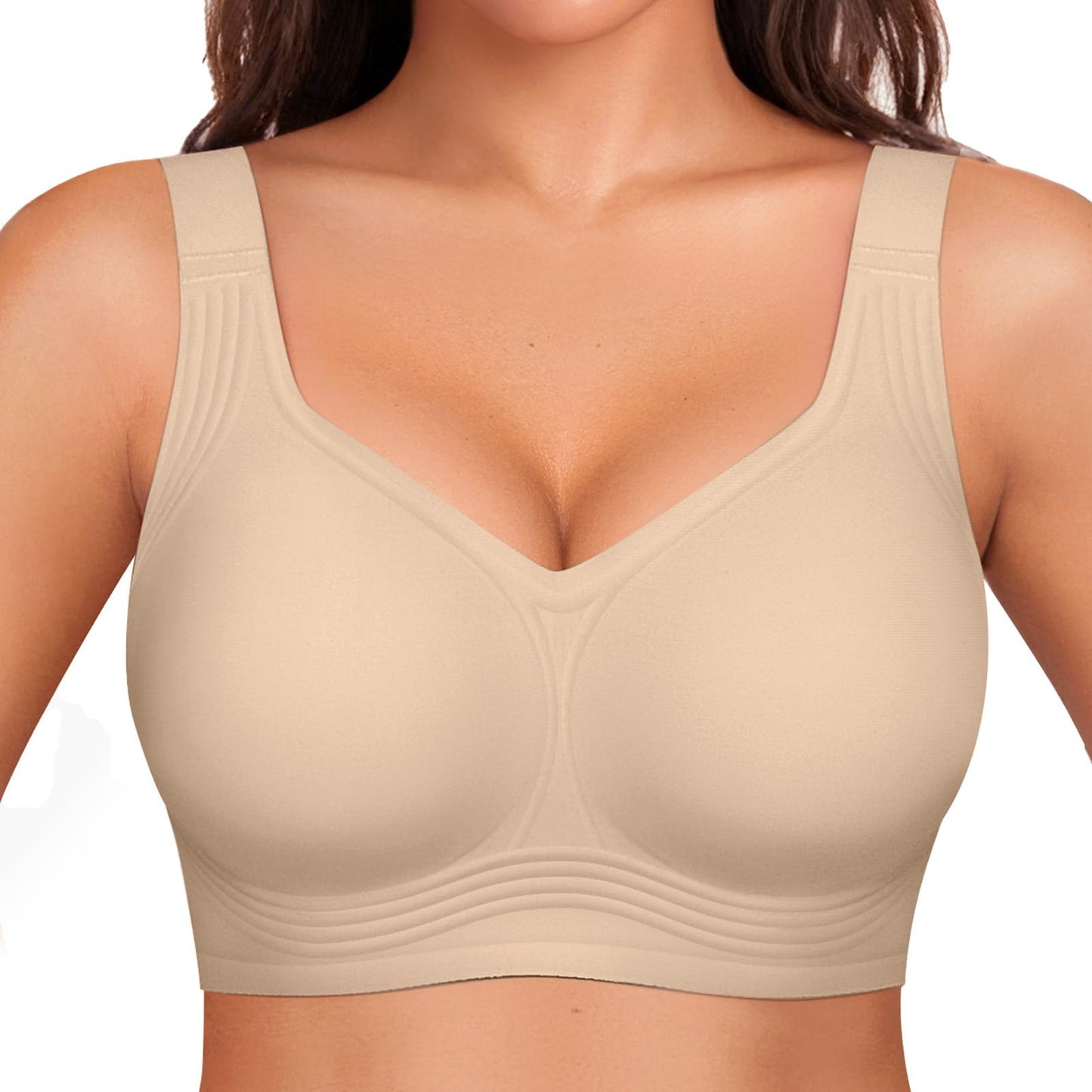 FREEDOMBEAUTY | Solid color pull-up soft three-dimensional bra, beautiful back underwear, soft support, comfortable and breathable jelly bra