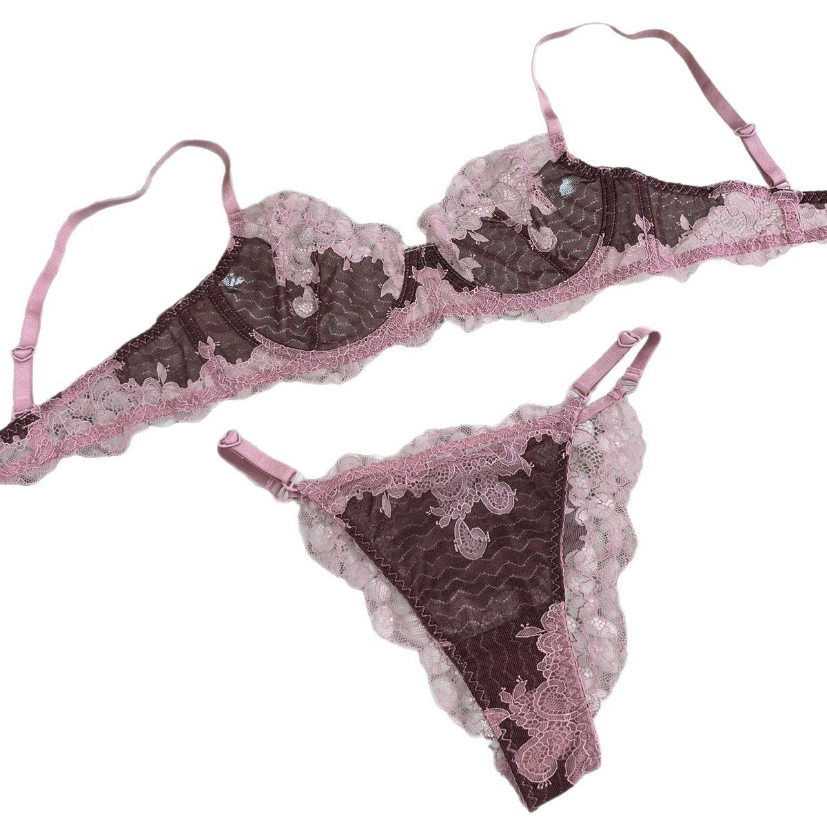 FREEDOMBEAUTY | Thin steel rim lace underwear French ultra-thin sexy big chest small bra gather bra set Sexy bra