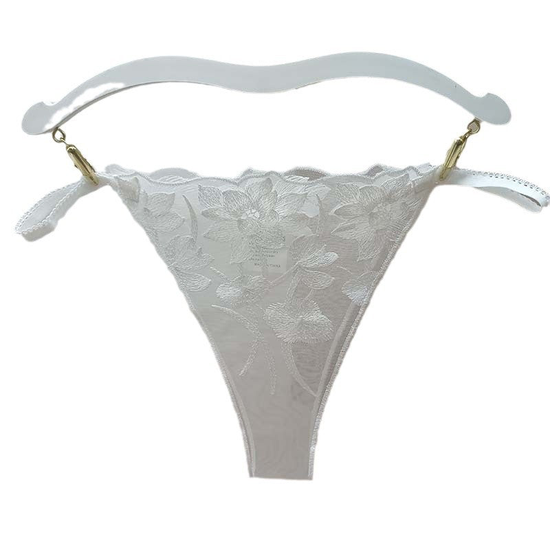 FREEDOMBEAUTY | Thong French Sexy Flower Transparent Ladies Lace Fixed Embroidered Panties Cross-Border Code Special Combination T-Pants