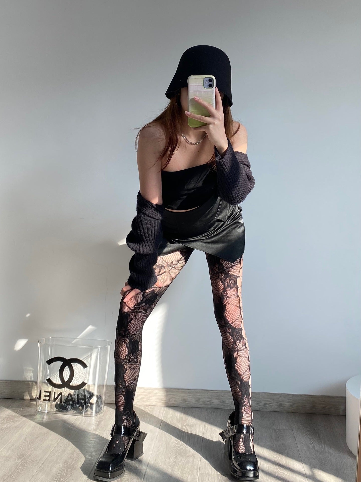 FREEDOMBEAUTY | Spring/Summer Punk Babes Wind Mesh Socks Color Sexy Side Hollow Rose Pantyhose Lace Bottom Pantyhose