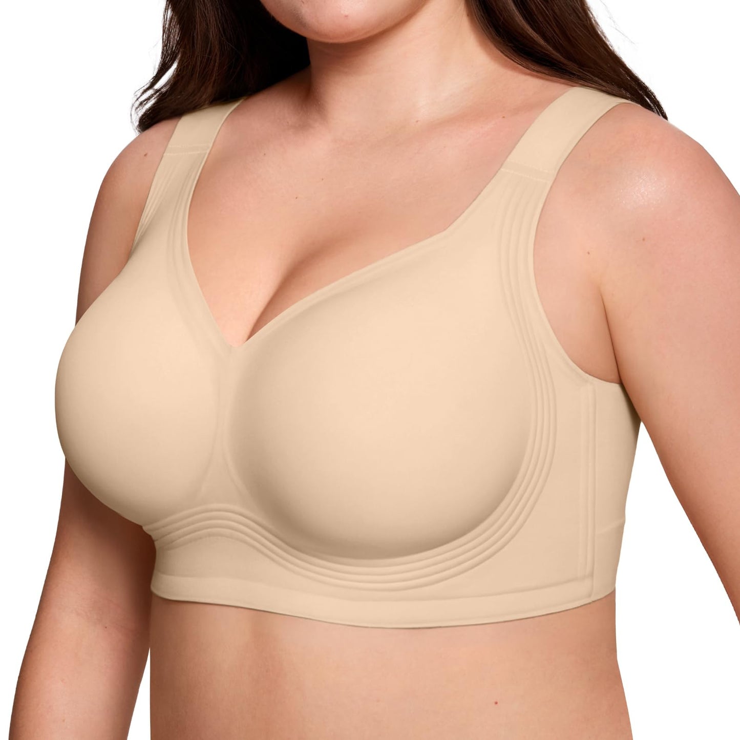 FREEDOMBEAUTY | Export Soft Support Large Bust Bra for Women, Seamless, Thin, Wireless, Push-Up Comfortable Full-Size Girl Jelly Bra