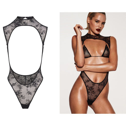 FREEDOMBEAUT | FQ2965 SKIMS Kardashian stretch lace dress sexy onesie cotton crotch buckle tight foreign trade hottie