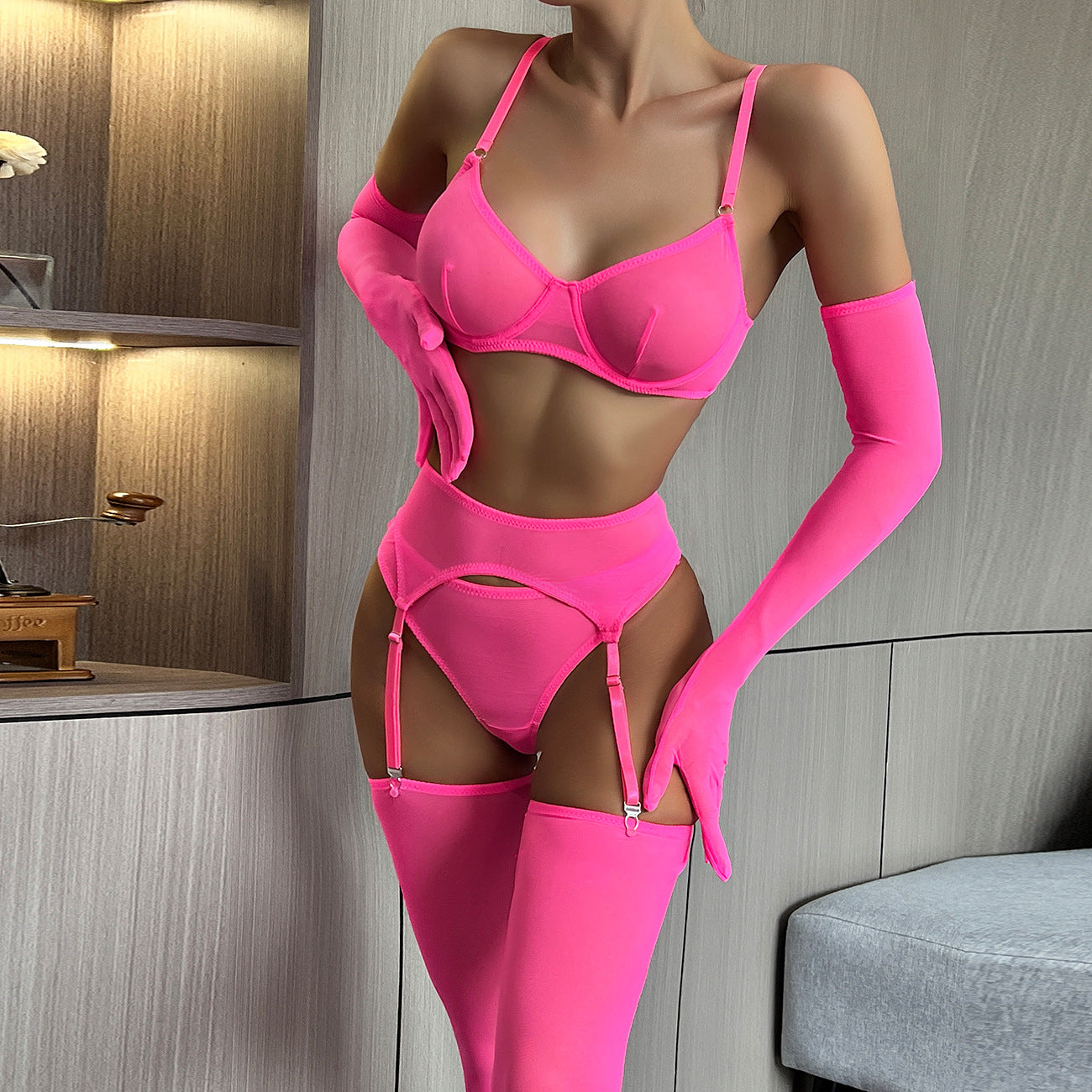 freedombeauty|Sex Lips Rose Solid Color Pendant Gloves Sexy Underwear Sex  lingerie set