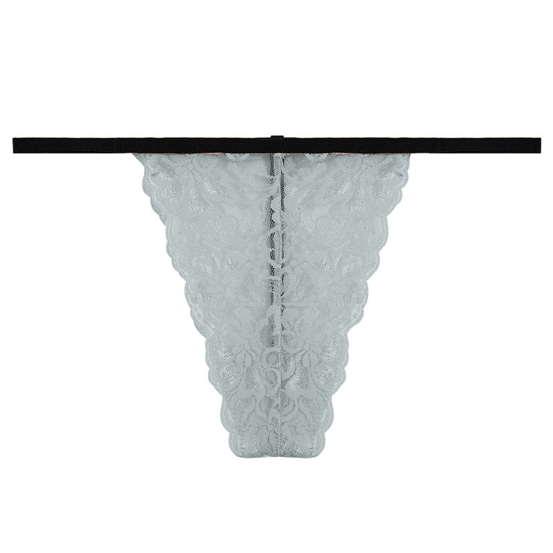 FREEDOMBEAUTY | Amazon hot-selling sexy thong women, one thread thin strap seamless t pants lace mesh sati flower panties