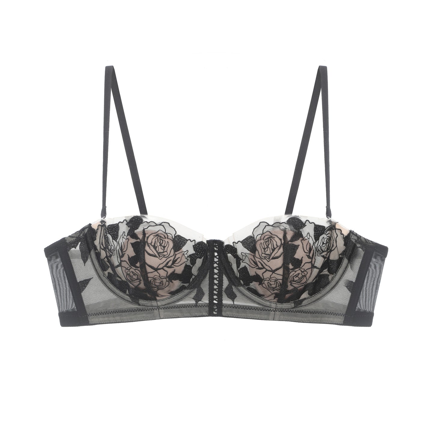 FREEDOMBEAUTY | French sexy rose half cup underwear rabbit ears breathable small chest lace thin women's suit bra