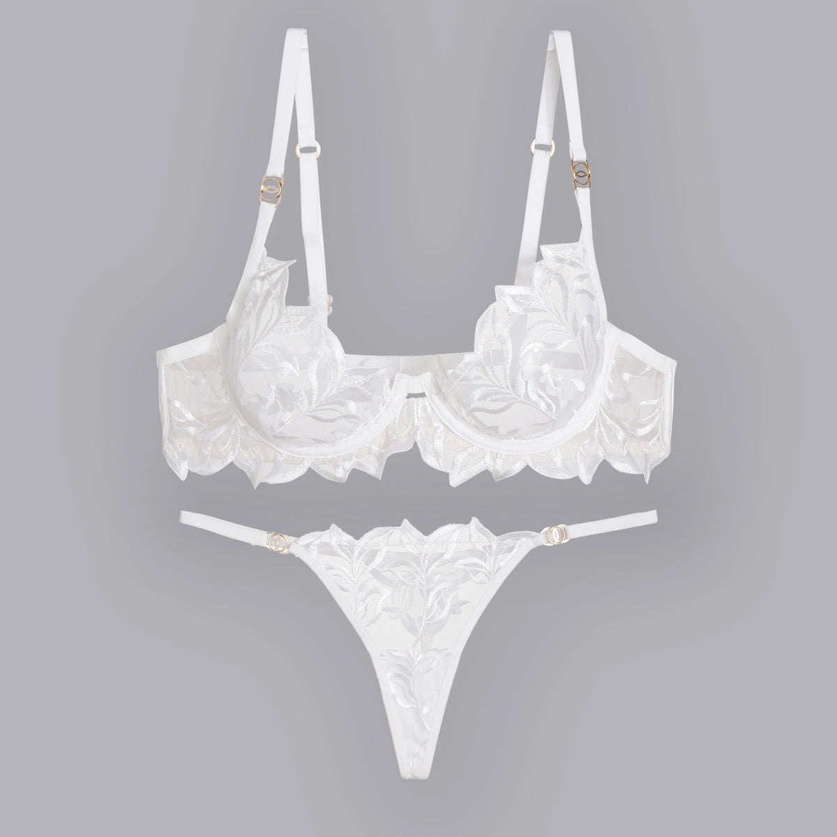 FREEDOMBEAUTY | Cross-border classic embroidered bras and underwear two sets women's underwear fishbone foreign trade special for Bra ultra-thin bras