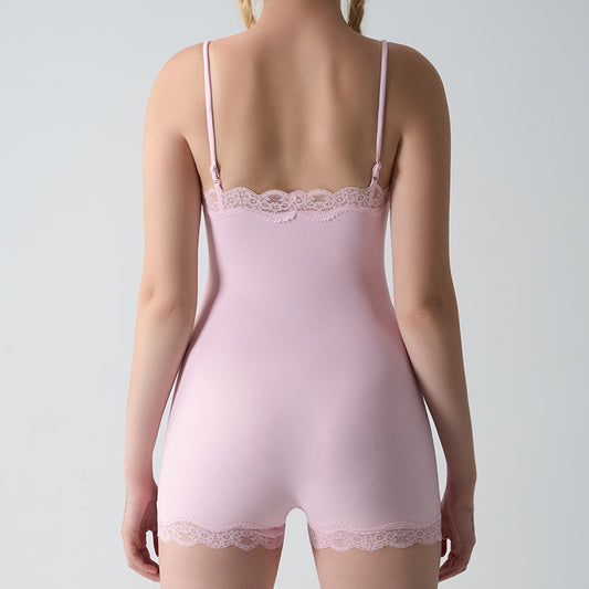 Freedombeauty | Summer Spice Girl Style Lace Edge Adjustable onesie tights inside vest double shapewear women's suspenders