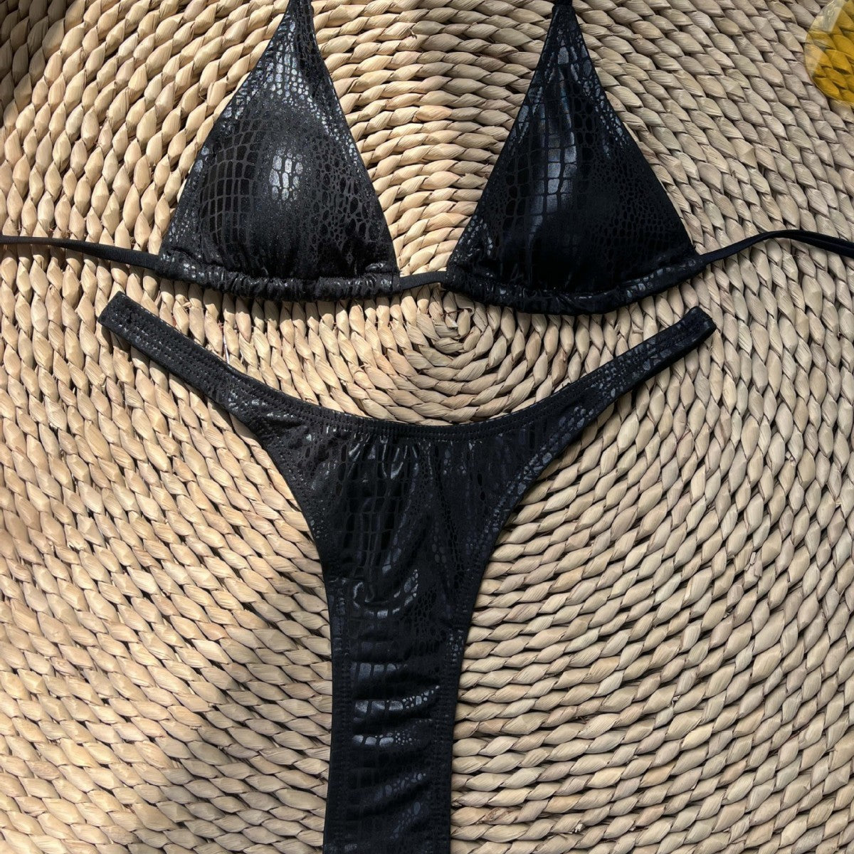 FREEDOMBEAUTY | 2025 new split two-piece snake pattern glossy strap backless sexy bikini swimsuit women