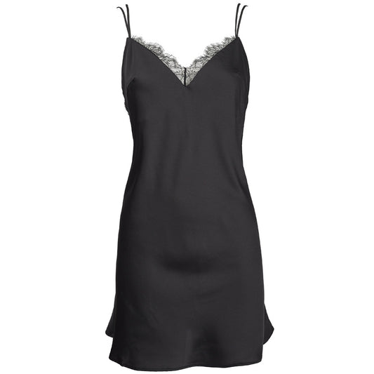 FREEDOMBEAUTY | FQ2720 eyelash lace satin satin suspender halter cross with V-neck sleeveless comfortable nightdress women's black and white